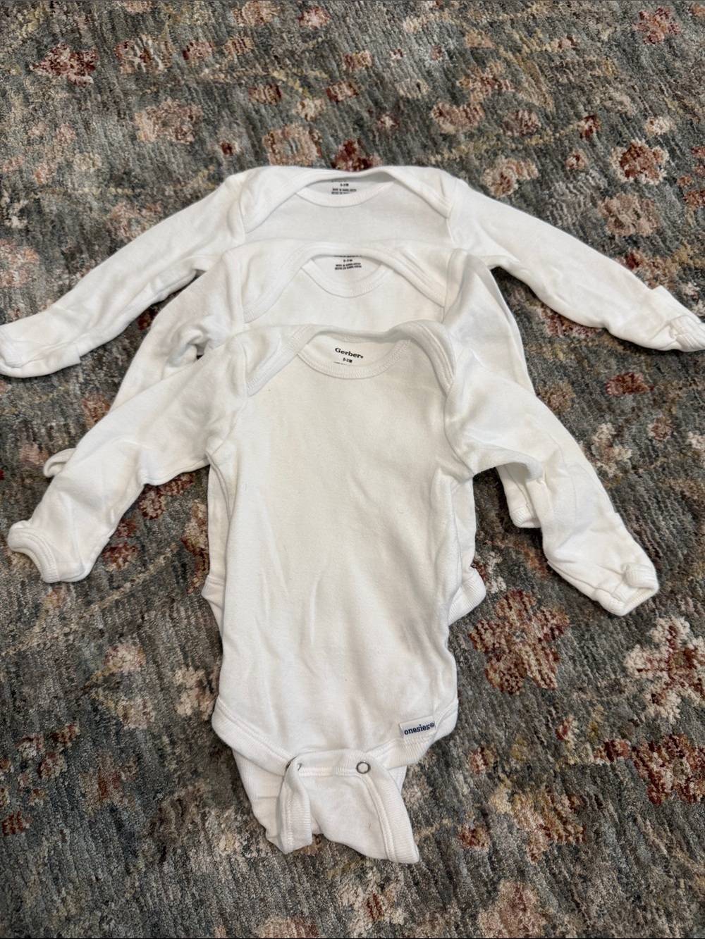 Gerber White Long-Sleeve Baby One-Piece Bodysuits - 3 Pack